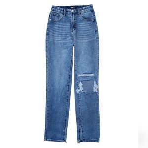 Momokrom Split Hem Straight Leg Jeans